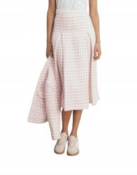 Reserved Fehér-rózsaszín Klasszikus MIDI Szoknya Kockás Mintás Könyvjelző Cipzár Reserved S