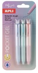 APLI Mini zseléstoll, 0, 5 mm, nyomógombos, APLI Pocket Gel , vegyes pasztell színek (20499) - papir25