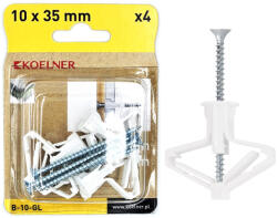 Koelner - Rawlplug BIGIPS szárnyas gipszkarton dübel és csavar 10x35mm műanyag - bakonykotoelem - 256 Ft