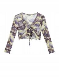 House Többszínű Crop Felső Hosszú Ujjú Megkötős Hálós Mintás S