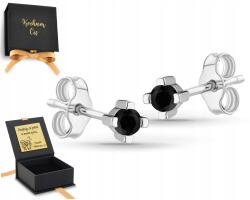 ZŁOCISTO Ezüst Fülbevaló Fekete Cirkónia Stifttel 4 Mancs 925