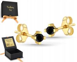 ZŁOCISTO Arany Fülbevaló Fekete Cirkónia Stifttel 4 Mancs Aranyozott Ezüst 925