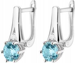 ZŁOCISTO Fehér Arany Fülbevaló Természetes Kő Topáz És Gyémánt Arany 585 14K (DLA DZIEWCZYNY NARZECZONEJ)