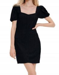 Reserved Fekete Egyszerű Kötött Ruha Mini Rövid Ujjú Dekoratív Gombokkal Xs