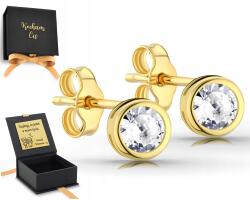 ZŁOCISTO Klasszikus aranyozott fülbevaló cirkónia csavarokkal, ezüst kerettel 925 - allegro - 8 670 Ft