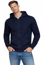 Recea Férfi kapucnis pulóver kenguru cipzáras pamut zsebekkel, sötétkék, M (2238)
