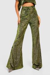 Boohoo Női Harang Nadrág, Size 38, zöld