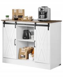 VEVOR 3-szintes nappali szekrény 106x40x81, 5 cm barna és fehér színben, dupla ajtókkal (BSZSJ42YCZSBL7)