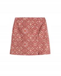 Reserved Piros Pamut Mintás Mini Szoknya Magas Derekú Kivágással L-es
