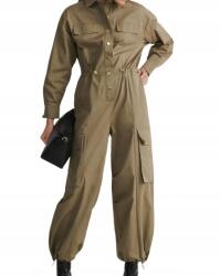 Reserved Zöld Overál Hosszú Khaki Cargo Zsebek Hosszú Ujjú Klasszikus S