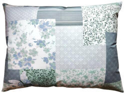  Pamut Félpárna huzat - 70x50 cm méretben / Pasztellzöld - Szürke színű Patchwork mintás