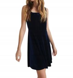 Reserved Sötétkék Velúr Ruha Mini, Vállpántokkal, M