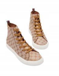 Mohito Magasszárú Bokacsizma Bézs Fűzött Mintás Logó 36 (5232M)