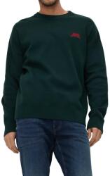 Reserved Sötétzöld Pamut Pulóver Piros Hímzés Felirat Hosszú Ujjú M