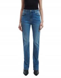 Reserved Kék Pamut Farmer Nadrág Hosszú Kivágással Magas Derekú 40-ES