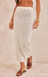 Prettylittlething Fehér Kötött Maxi Szoknya Egyenes Gumis Derékkal Prettylittlething L