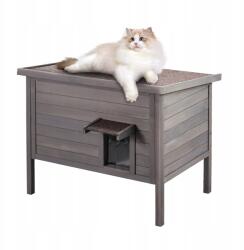 Vevor Kültéri Macskaház, Fa Vadmacska Óvóhely Tetővel és Pvc Ajtófülekkel (XJSMZMBHSDCS0RY)