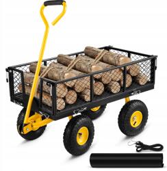 VEVOR Acél Kerti Kocsi 408 kg Teherbírással, Nagy Teherbírású Udvari Szállító Kocsi 25 cm-es Kerekekkel (ZXHYTCHSBB880VF)