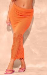 Prettylittlething Narancssárga Kötött Maxi Egyenes Szoknya Prettylittlething S