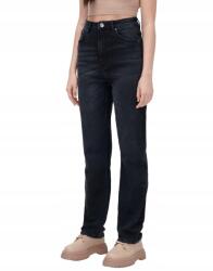 Cropp Fekete Farmer Nadrág Egyenes Hosszú Szárú Magas Derekú Mosási Hatás 36-OS