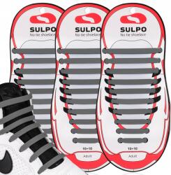 Sulpo 3 pár Kötés nélküli cipőfűző gumi szilikon elasztikus Szürke (Sznurówki bez wiązania)