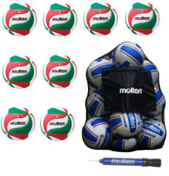 Molten Pachet 8 mingi volei Molten V5M2200 Soft Touch + sac mingi Molten SBP + pompa Molten DHP21 (8xV5M2200+SPB+DHP21)