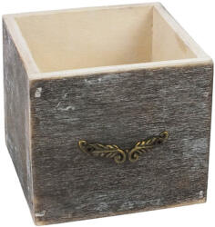  Fiók dekoláda szürke koptatott kocka fém fogantyúval 9x9cm