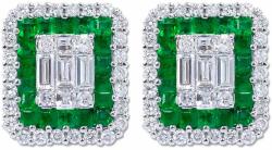 White & Black Baguette gyémánt fülbevaló smaragdokkal - 1, 6 karát (AU13709)
