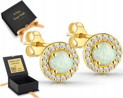 ZŁOCISTO Ezüst Fülbevaló Opál Csavarokkal, Aranyozott 925