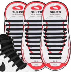 Sulpo Kötés nélküli cipőfűző rugalmas gumi szilikon fekete szett 3 Pár (Sznurówki bez wiązania)