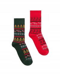 Reserved 2 Csomag Pamut Zokni Karácsonyi Mintával Piros Zöld 39-42