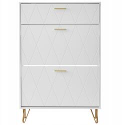  SucceBuy Cipősszekrény 800x239x1200MM 3 fiókos Zsanéros Fehér 68KG (FCXJ3C293)