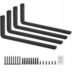 Vevor Polckonzol 16x6 hüvelykes, 4 db, 10 mm-es acél, 160 font, matt fekete, strapabíró (SJZJGBZJYGHW)