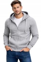 Recea Férfi kapucnis pulóver kenguru cipzáras szürke pamut zsebekkel XL-es (1852)