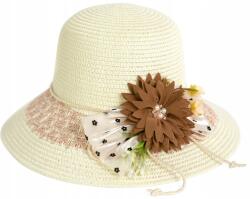 Szaleo Simone női sapka nyári elegáns boho virágokkal natúr ekrü