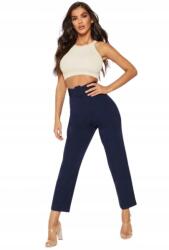Boohoo Elegáns Nadrág Sötétkék Egyenes Pánttal Klasszikus Boohoo 38
