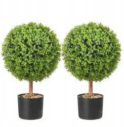 Vevor Mesterséges Kerti Díszek, Buxusfák, 60 cm, 2 db, gömb alakú, ültetőedényekkel (HYMRGXJS24YCVVYKMV0)