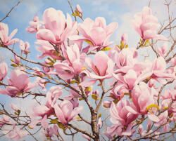 Alkotásutca Magnóliafa virágzás - Számfestő készlet kereten 40x50