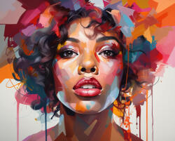 Alkotásutca Színes női portré - Számfestő készlet kereten 40x50