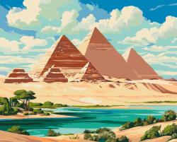 Alkotásutca Egyiptom - Gízai piramisok - Számfestő készlet kereten 40x50
