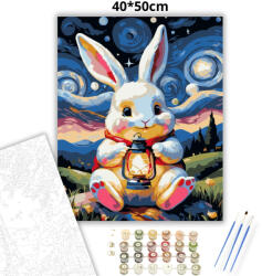  Csillagfényes nyuszi - számfestő készlet - 40×50 cm (Keretre feszítve)