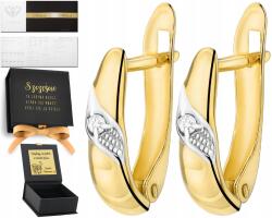 ZŁOCISTO Arany Fülbevaló Gyémántokkal 0, 04CT Gravírozás Ajándék (KO-12)