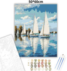  Nyári vitorlások tükörképe - számfestő készlet - 50×60 cm (Keret nélkül)