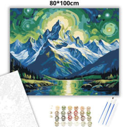  Csillagfényes hegycsúcsok - számfestő készlet - 80×100 cm (Keretre feszítve)