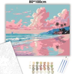  Rózsaszín felhők tükröződése - számfestő készlet - 80×100 cm (Keretre feszítve)