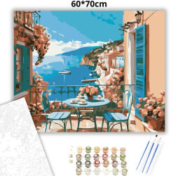  Nyaralós erkélyasztal - számfestő készlet - 60×70 cm (Keretre feszítve)
