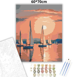  Aranyló vitorlások a Balaton vizén - számfestő készlet - 60×70 cm (Keretre feszítve)