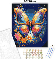  Színpompás pillangó - számfestő készlet - 60×70 cm (Keretre feszítve)