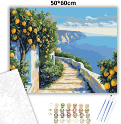  Citromfák a tenger felett - számfestő készlet - 50×60 cm (Keret nélkül)