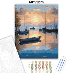  Esti csónak kikötő - számfestő készlet - 60×70 cm (Keretre feszítve)